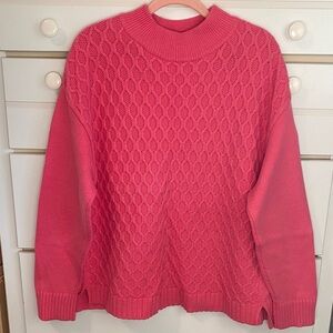 Talbots Textured Knit Sweater in Vibrant Pink